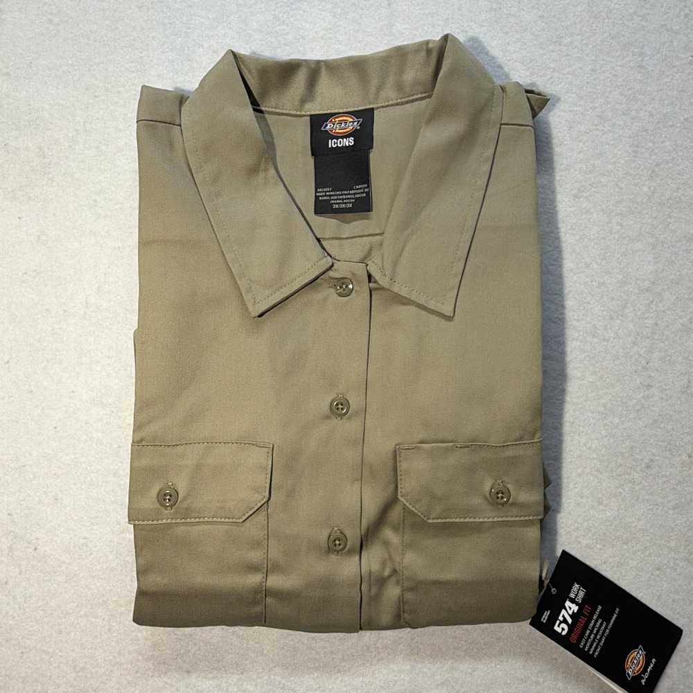 Dickies Women's 3X Khaki Short Sleeve Original Work‎ Shirt 574 NEW